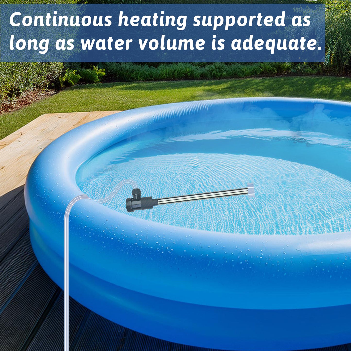 1500W Titanium Immersion Water Heater with Thermostat & GFCI, Portable Submersible Water Heater for Hot Tub, Inflatable Pool, Bathtub & Baptismal Pool
